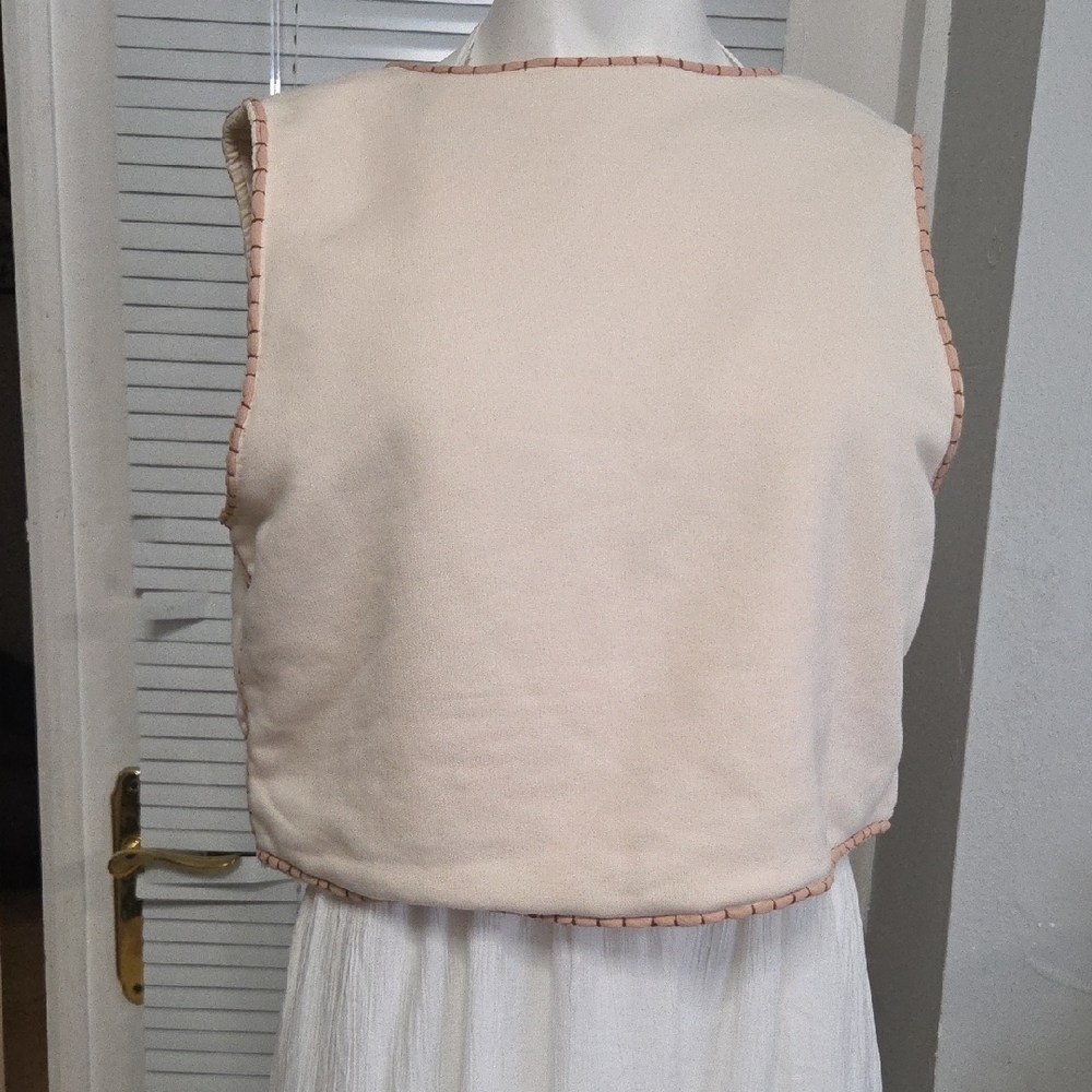 Vintage Embroidered Boho Vest Mirror Details Floral Crop Waistcoat [1021] Large - Picture 5 of 7